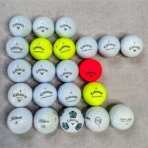 Lot of 22 Golf Balls Callaway Titleist Kirkland MG White Yellow Red Chrome Soft